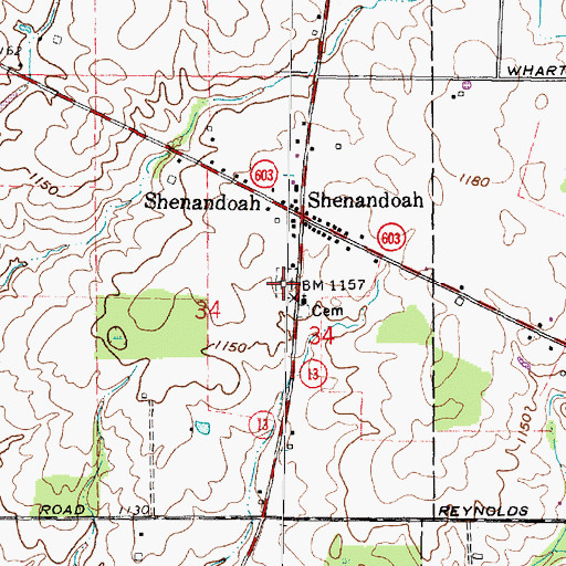 Topographic Map of Shenandoah Cemetery, OH