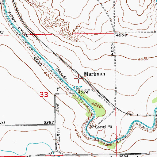 Topographic Map of Marlman, CO