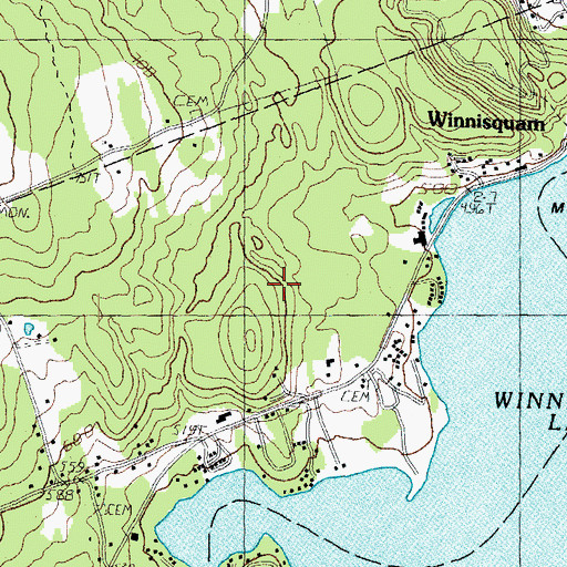 Topographic Map of Lake Winnisquam Dam, NH