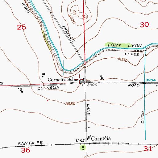 Topographic Map of Cornelia School, CO