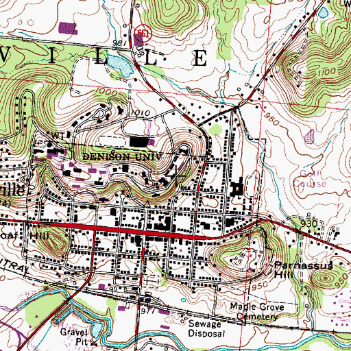 Topographic Map of East Hall, OH