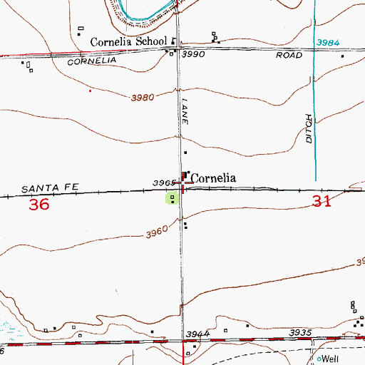 Topographic Map of Cornelia, CO