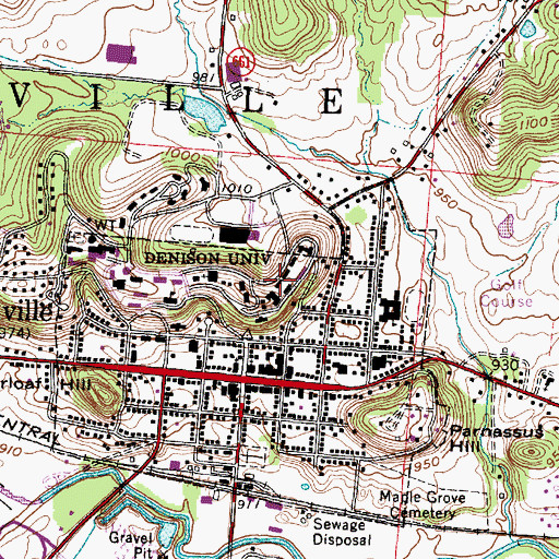 Topographic Map of Shaw Hall, OH