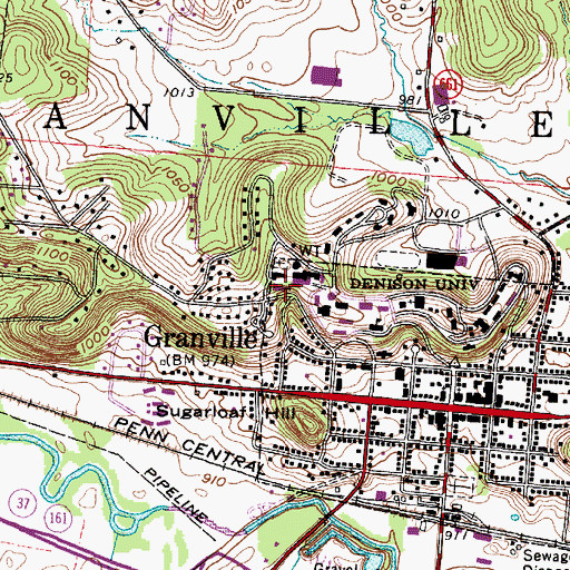 Topographic Map of Shorney Hall, OH