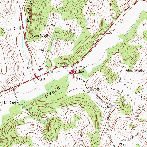 Topographic Map of Hamon Covered Bridge, PA