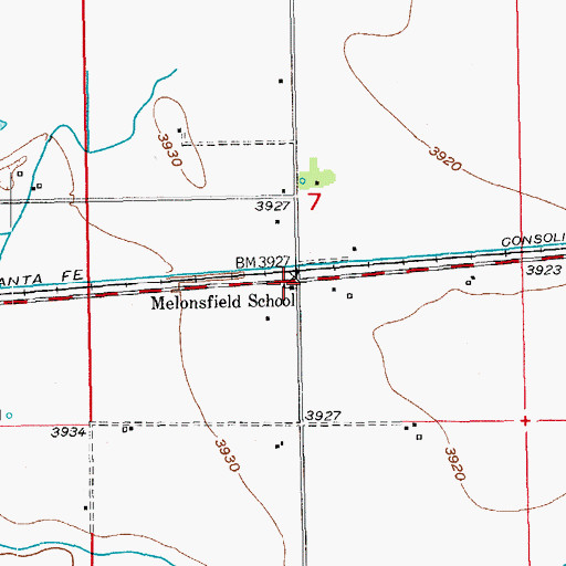 Topographic Map of Melonsfield School, CO