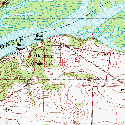Topographic Map of Dekorra Cemetery, WI