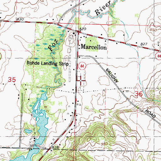 Topographic Map of Marcellon Cemetery, WI