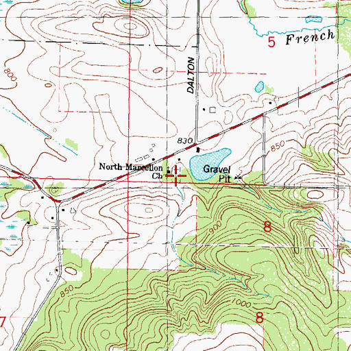 Topographic Map of North Marcellon Baptist Cemetery, WI