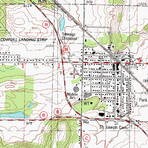 Topographic Map of Ohio Cemetery, WI