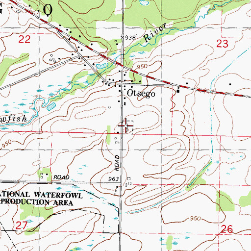 Topographic Map of Otsego Cemetery, WI