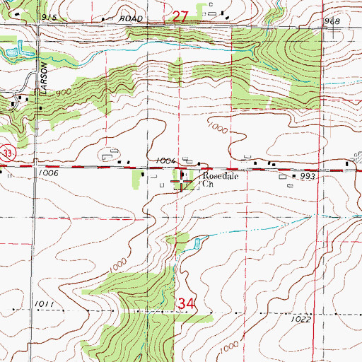 Topographic Map of Rosedale Presbyterian Cemetery, WI
