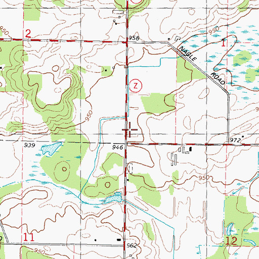 Topographic Map of Saint Johns Lutheran Cemetery, WI