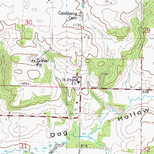 Topographic Map of Saint Pauls Cemetery, WI