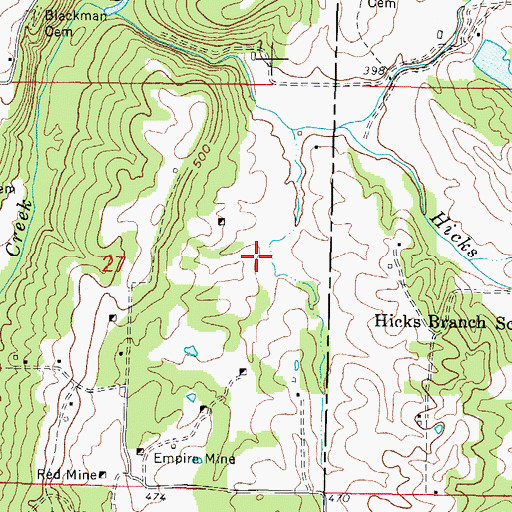 Topographic Map of Baldwin Mine, IL