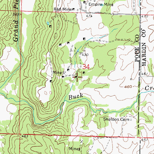 Topographic Map of Douglas Mine, IL