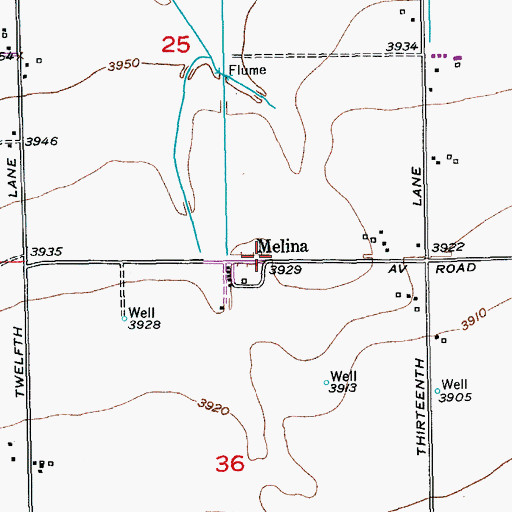 Topographic Map of Melina, CO