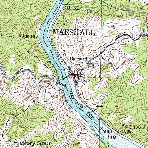 Topographic Map of Barnard's Station Post Office, NC