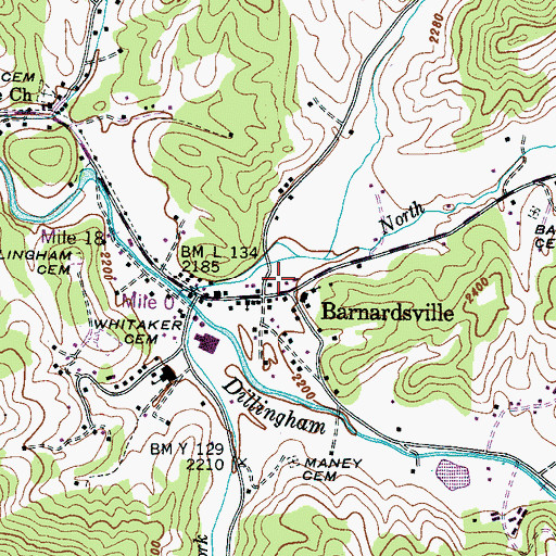Topographic Map of Barnardsville Post Office, NC