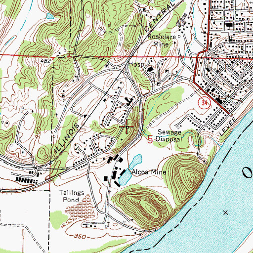 Topographic Map of Buzzards Roost Shaft Alcoa Mine, IL