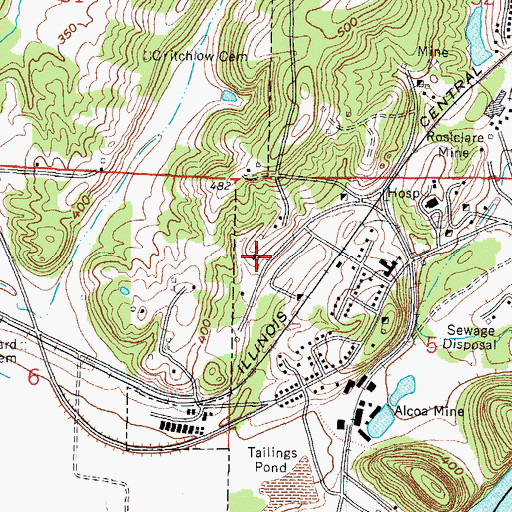 Topographic Map of Fairview Shaft Blue Diggings Mine, IL