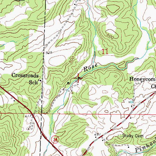 Topographic Map of Yingling Shaft Rose Creek Mine, IL