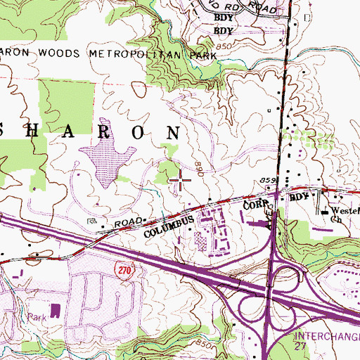 Topographic Map of Maple Grove Picnic Area, OH