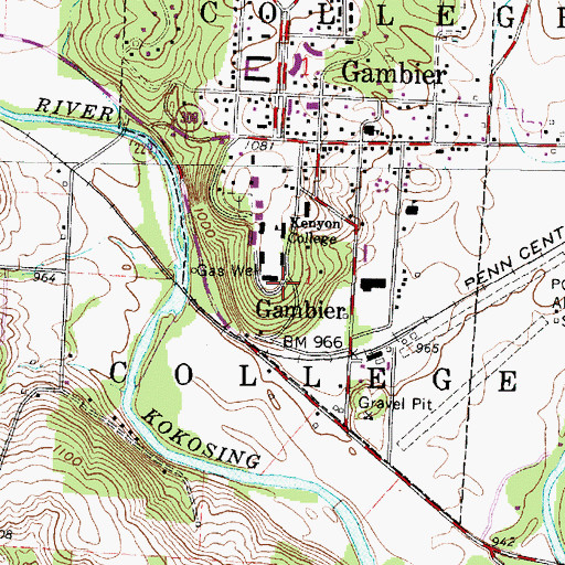 Topographic Map of Bushnell Hall, OH