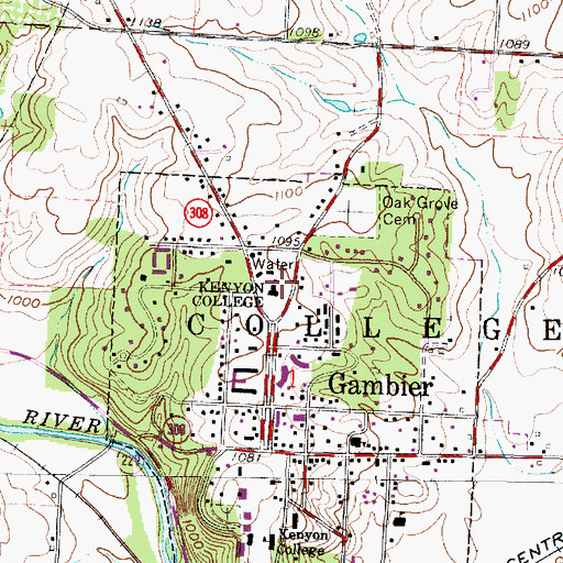 Topographic Map of Colburn Hall, OH