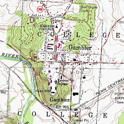 Topographic Map of Crozier Center, OH