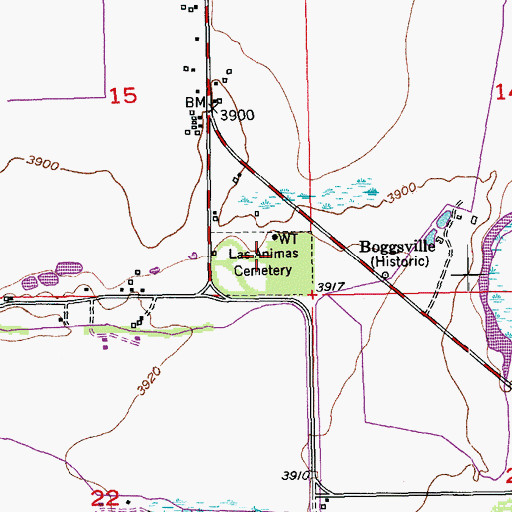 Topographic Map of Las Animas Cemetery, CO