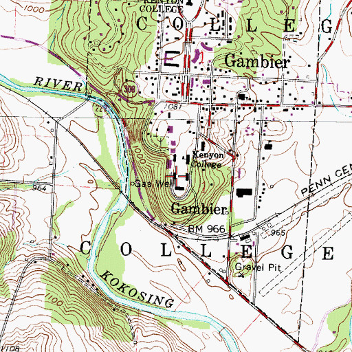Topographic Map of Hanna Hall, OH