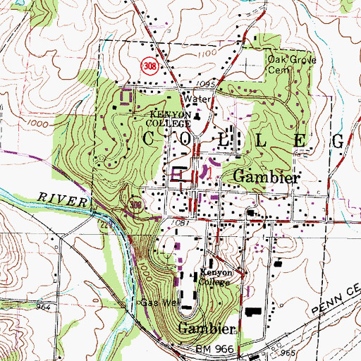 Topographic Map of Lewis Hall, OH