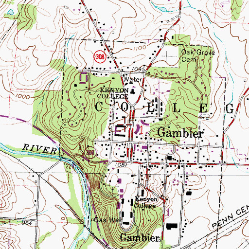 Topographic Map of Norton Hall, OH