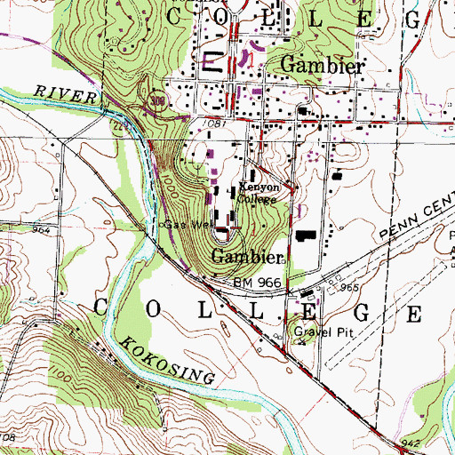 Topographic Map of Old Kenyon Hall, OH