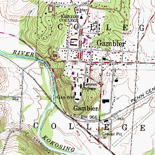 Topographic Map of Rosse Hall, OH