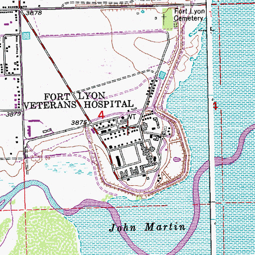 Topographic Map of Fort Lyon Veterans Hospital (historical), CO