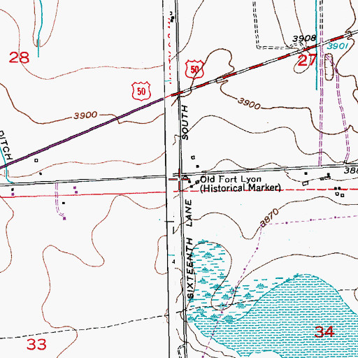 Topographic Map of Old Fort Lyon, CO