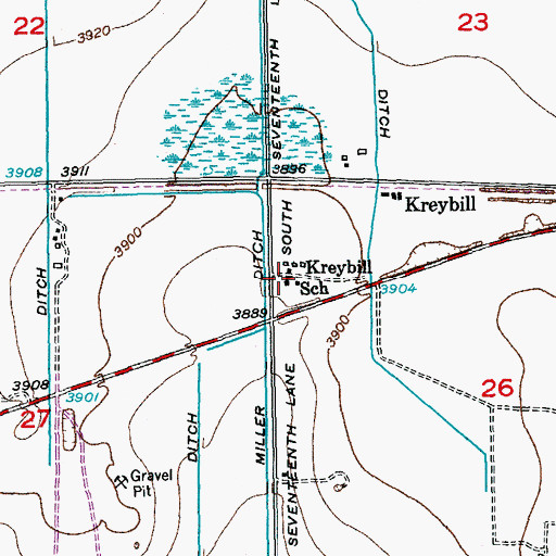 Topographic Map of Kreybill School, CO