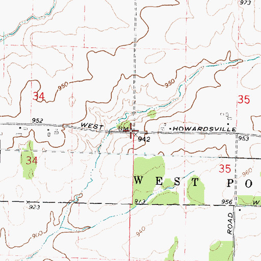Topographic Map of Howardsille Cemetery, IL