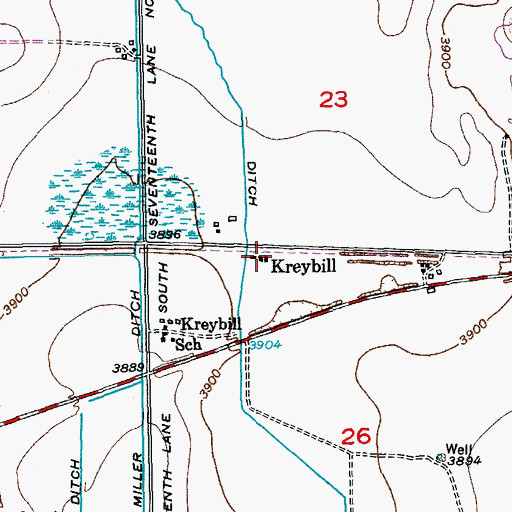 Topographic Map of Kreybill, CO