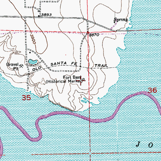 Topographic Map of Fort Bent Historical Marker, CO