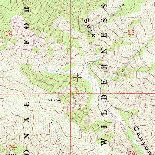 Topographic Map of San Gorgonio Wilderness, CA