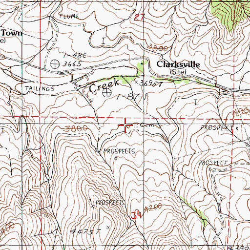 Topographic Map of Clarksville Cemetery (historical), OR
