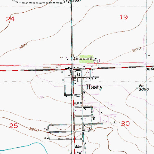 Topographic Map of Hasty, CO