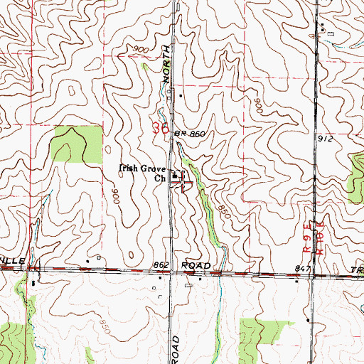 Topographic Map of Irish Grove Cemetery, IL