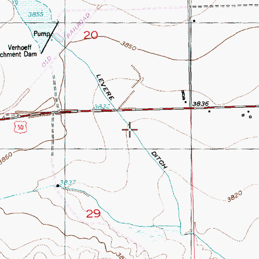 Topographic Map of Levere Ditch, CO