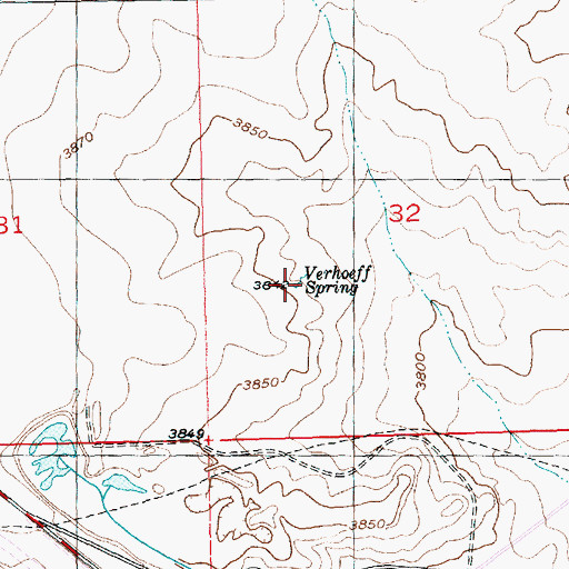 Topographic Map of Verhoeff Spring, CO