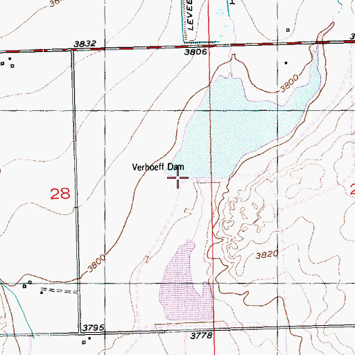 Topographic Map of Verhoeff Dam, CO