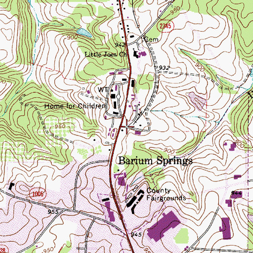 Topographic Map of Barium Springs Post Office, NC